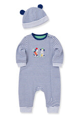 Little Me Putting Puppies Stripe ZIP Coverall & Hat