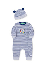 Little Me Putting Puppies Stripe ZIP Coverall & Hat