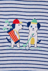 Little Me Putting Puppies Stripe ZIP Coverall & Hat
