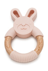 Loulou Lollipop Bunny Silicone and Wood Teething Ring - Blush Pink