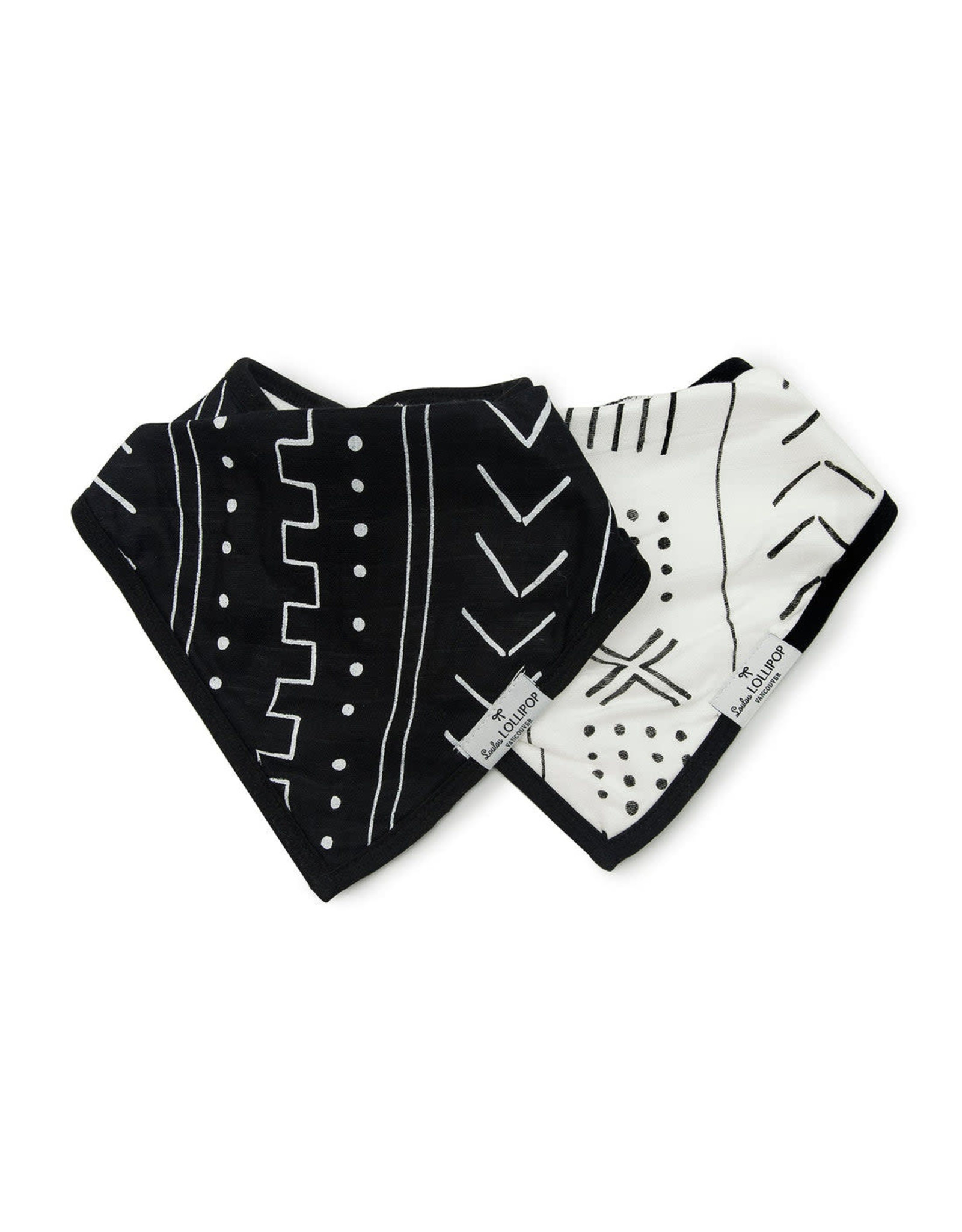 Loulou Lollipop Black Mudcloth Bandana Bib Set