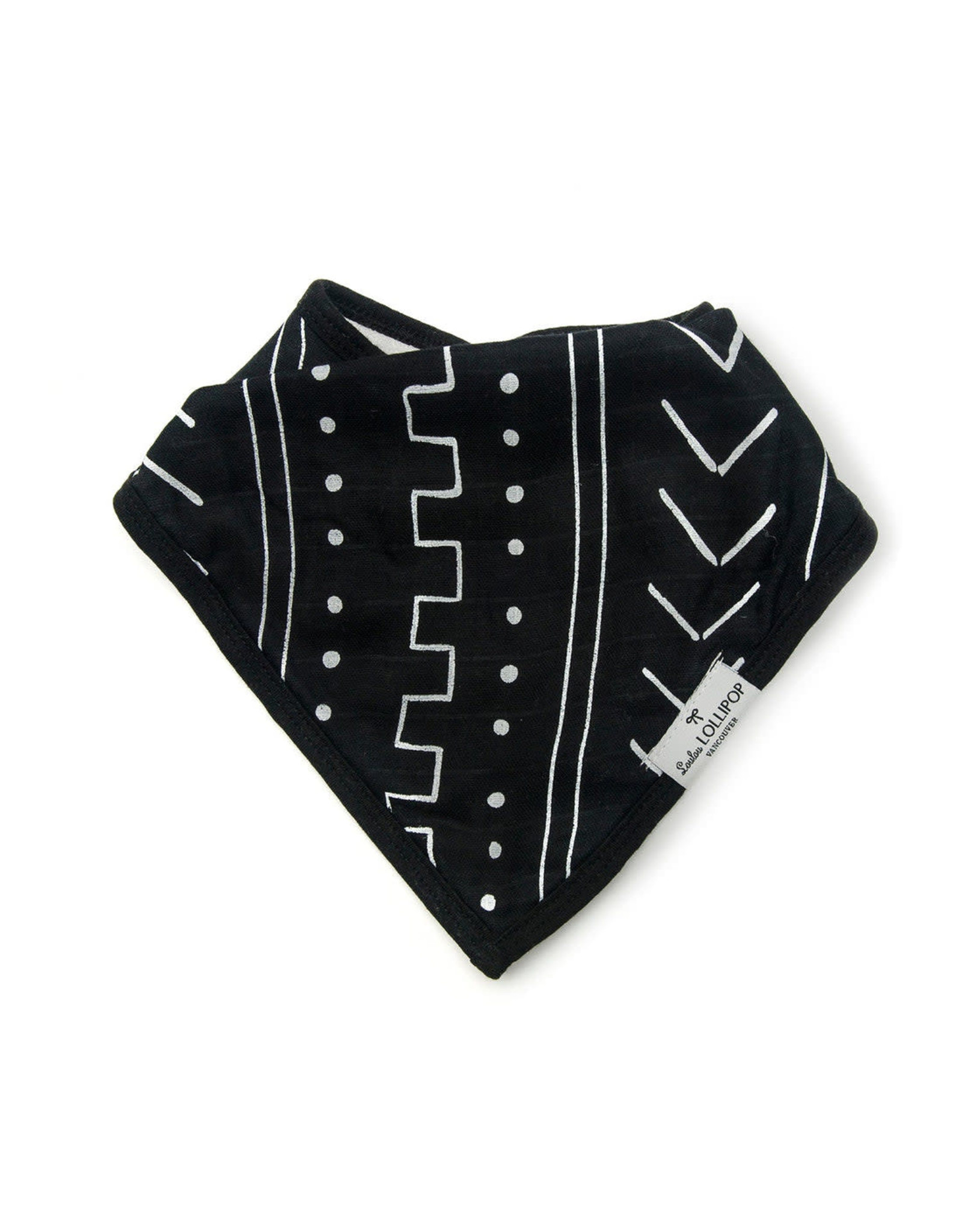 Loulou Lollipop Black Mudcloth Bandana Bib Set