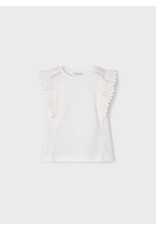 Mayoral Natural T-Shirt w/Lace Shoulder