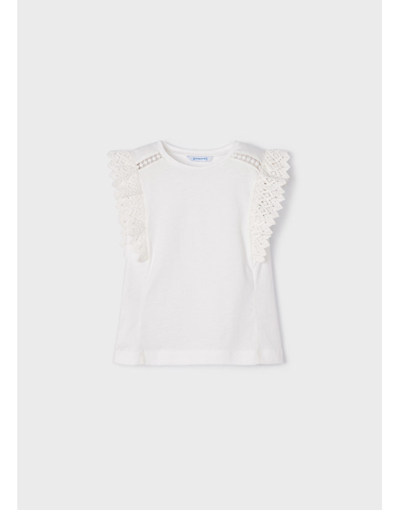 Mayoral Natural T-Shirt w/Lace Shoulder