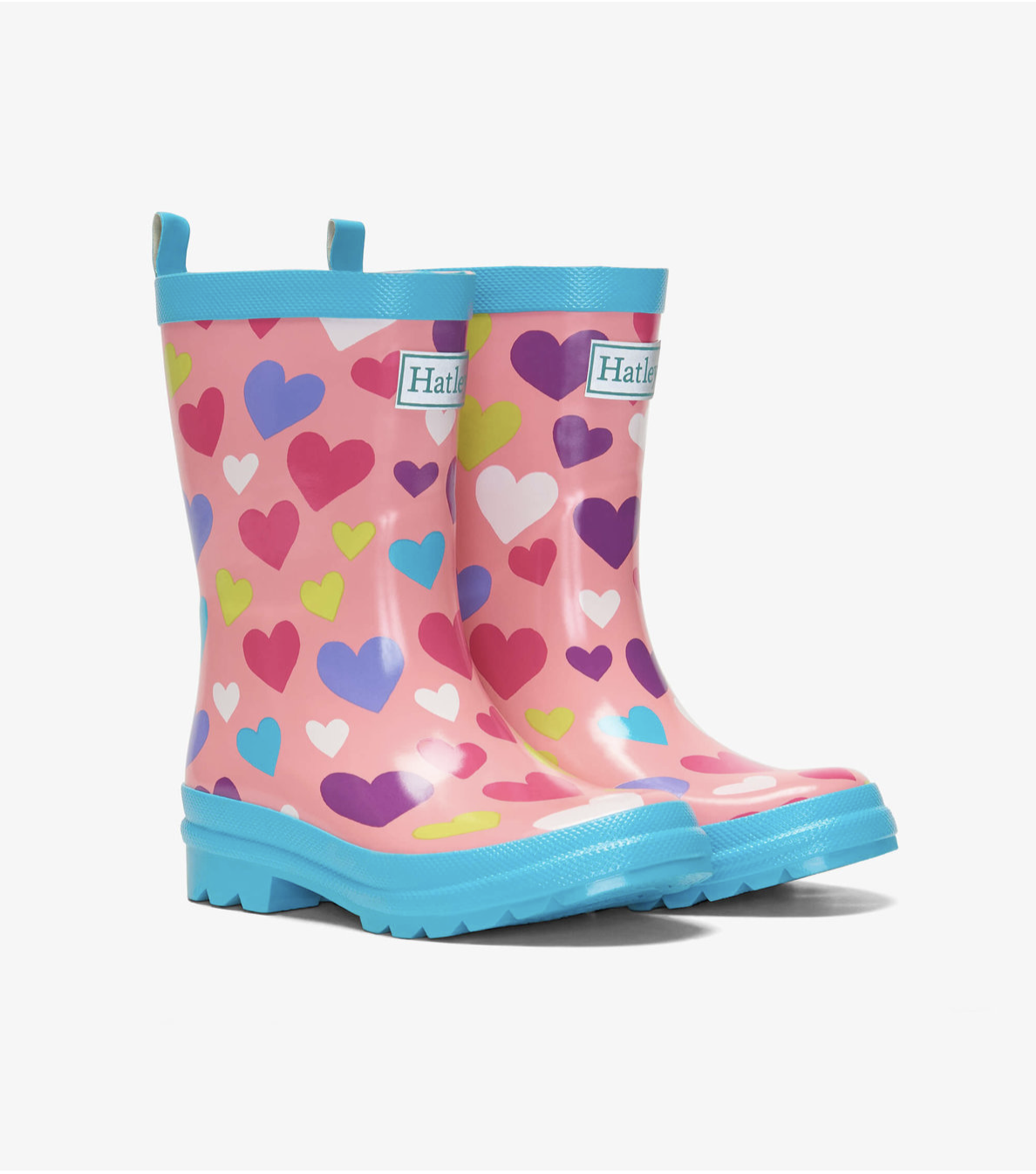 Hatley Shiny Rain Boots - Colourful Hearts Hatley Shiny Rain Boots - Colourful Hearts