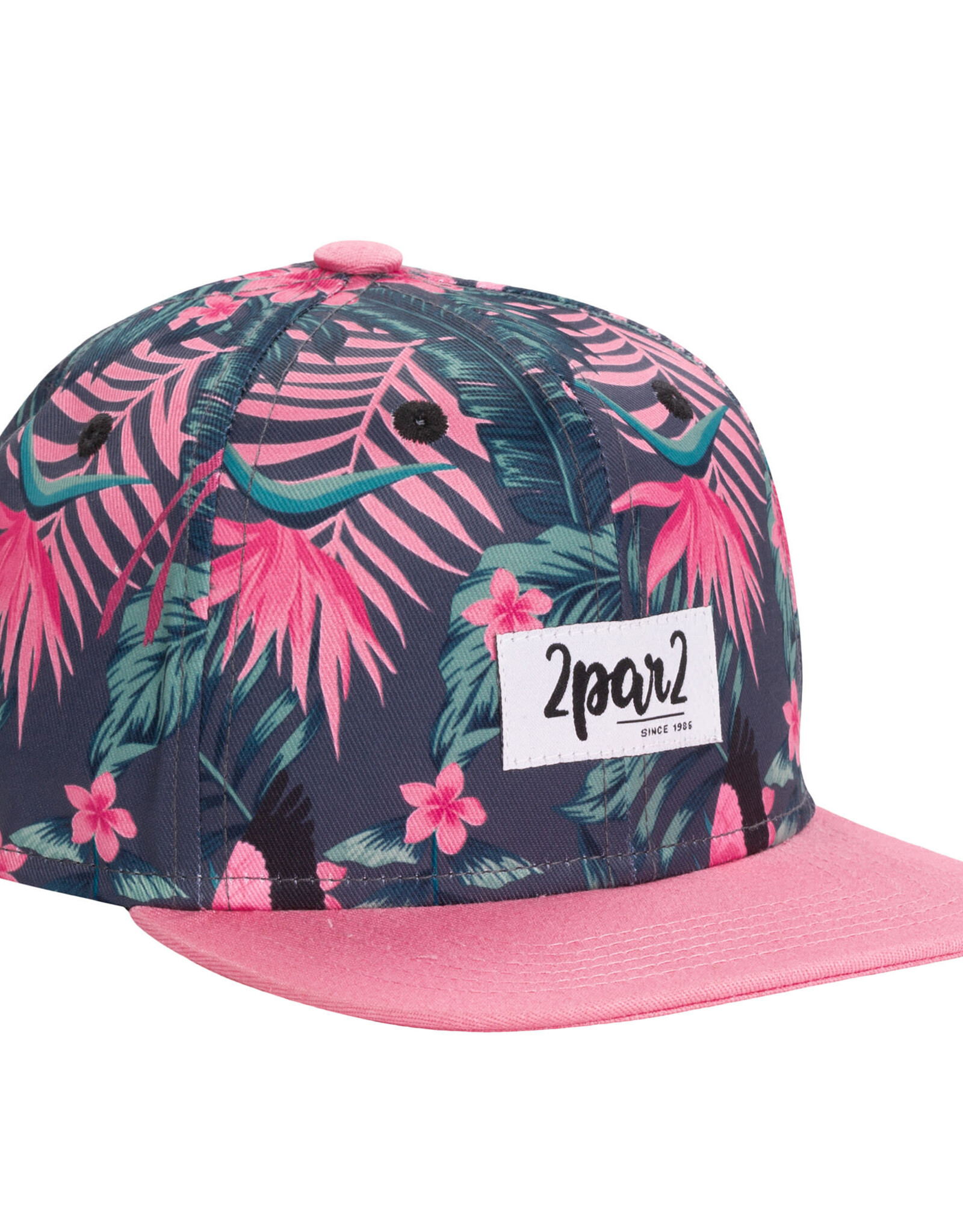 Deux Par Deux Printed Cap - Pink Hibiscus