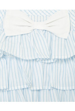 Little Me Blue Striped Sunsuit & Headband