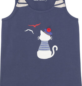 Deux Par Deux Blue Indigo Tank Top w/Graphic