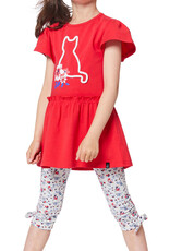Deux Par Deux Oatmeal Flowers Capri w/Hem Knot
