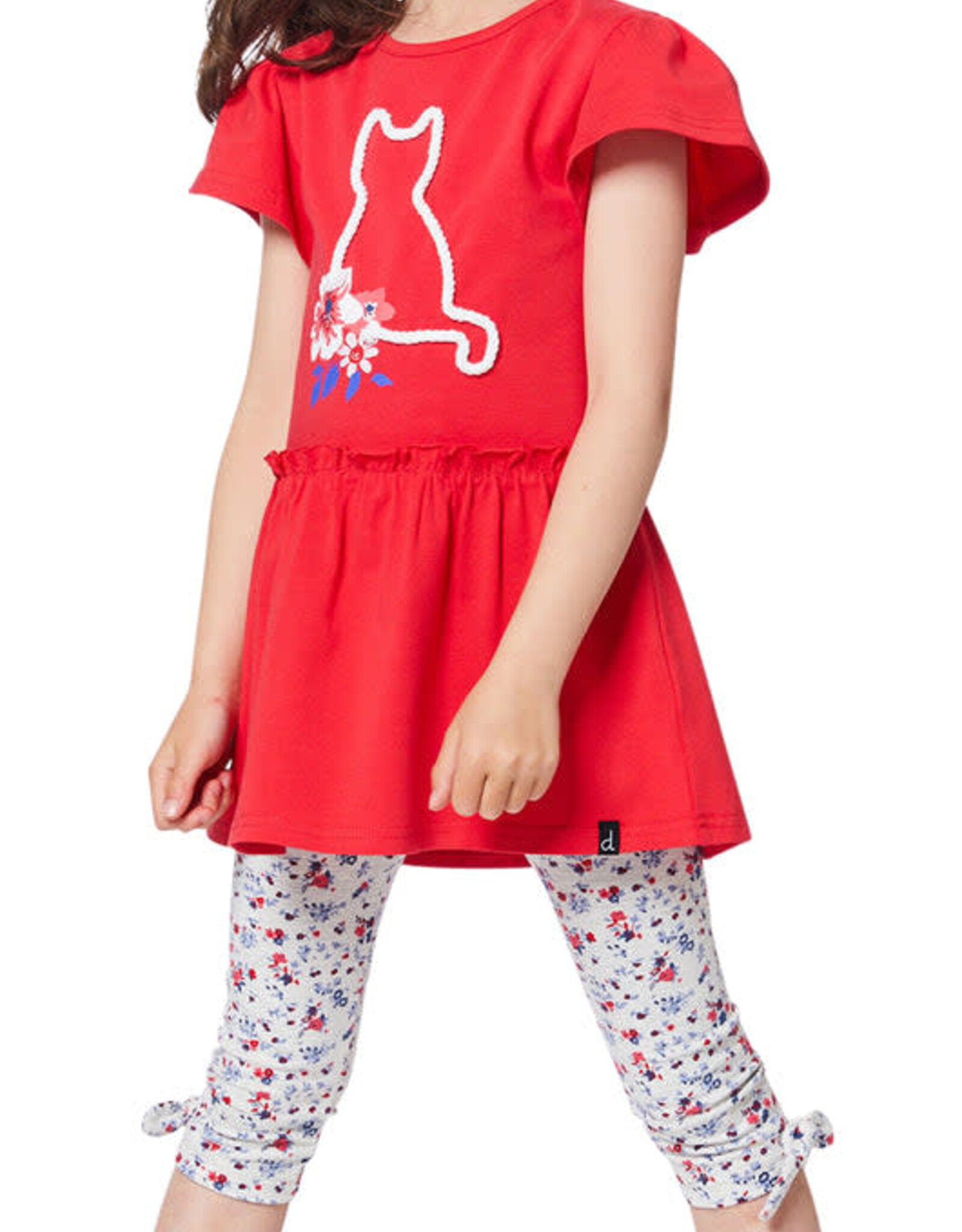 Deux Par Deux Oatmeal Flowers Capri w/Hem Knot