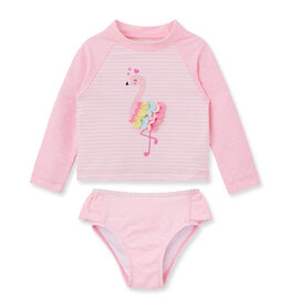 Little Me Pink Flamingo Rashguard Swim 2pc
