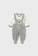 Mayoral Chalk Gray Footie Overall Set