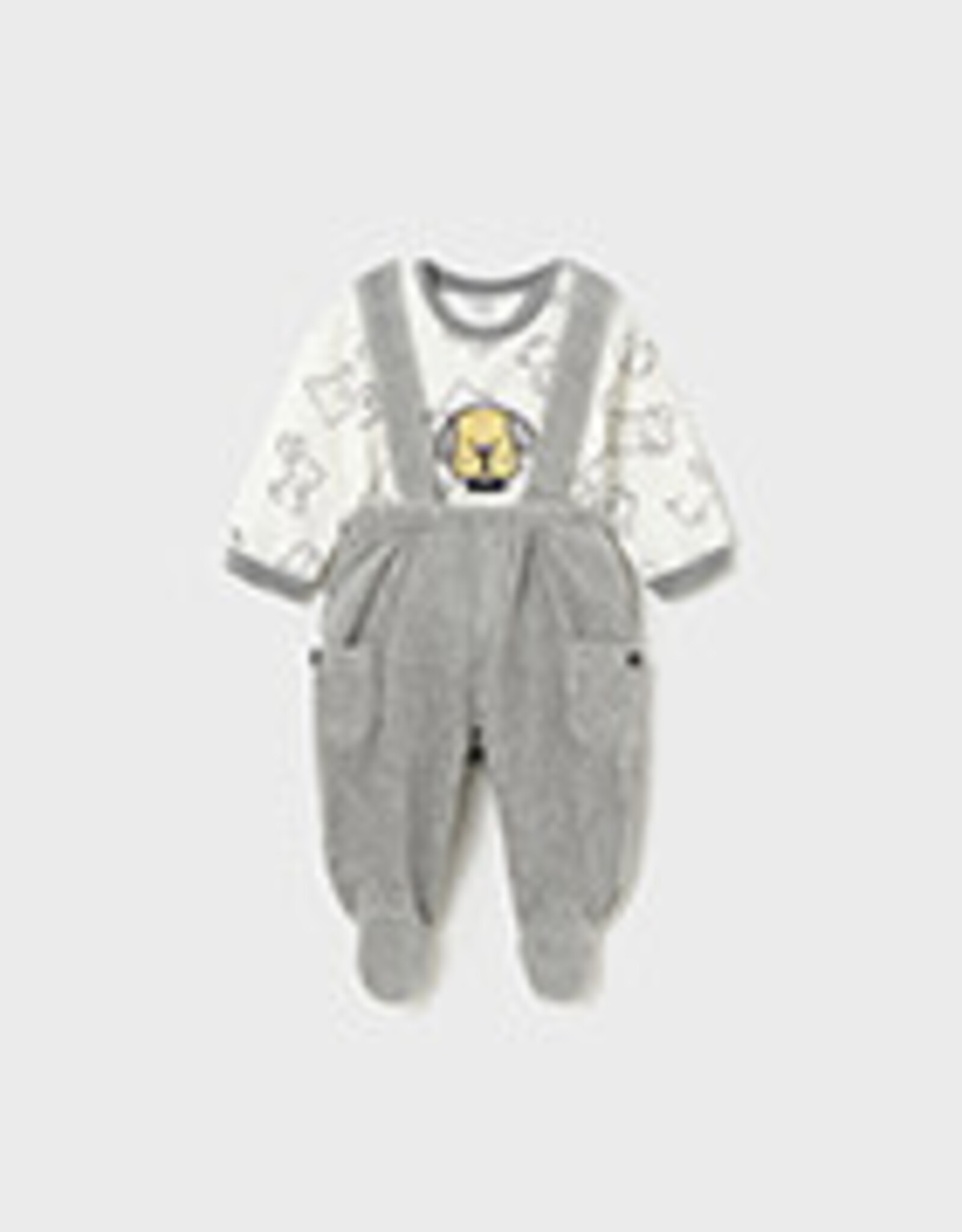 Mayoral Chalk Gray Footie Overall Set