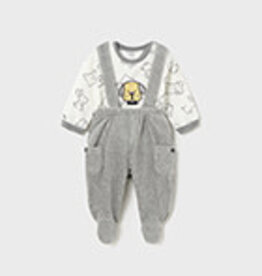 Mayoral Chalk Gray Footie Overall Set