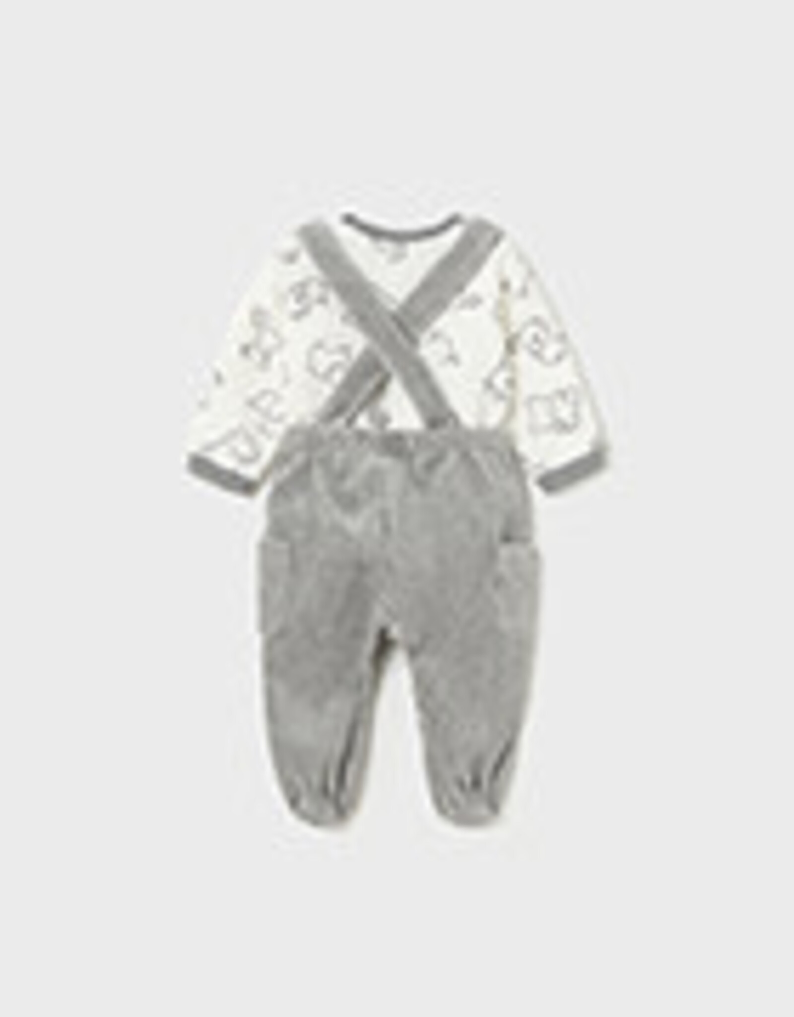 Mayoral Chalk Gray Footie Overall Set