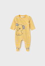 Mayoral Honey Puppy Striped Velour Onesie