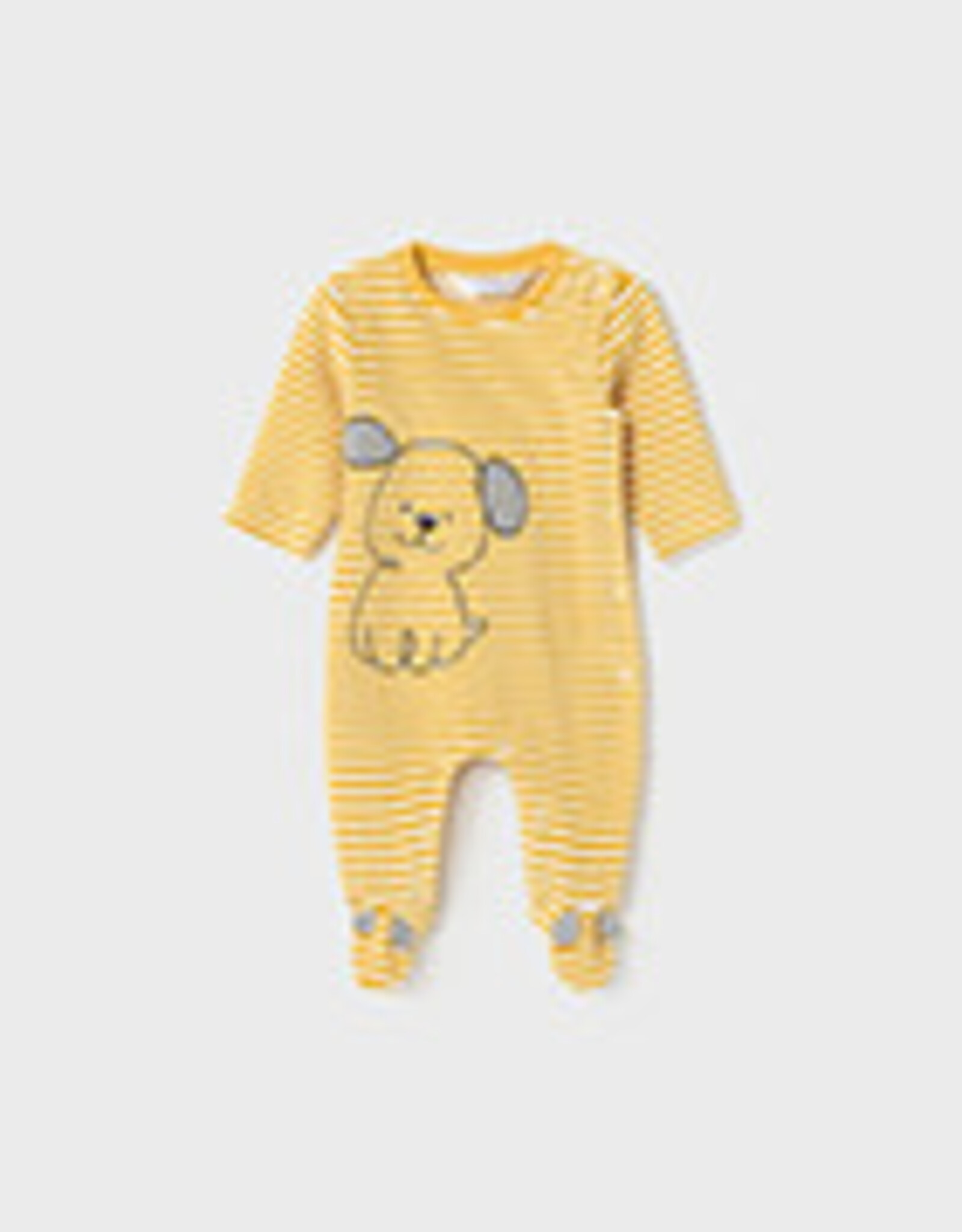 Mayoral Honey Puppy Striped Velour Onesie