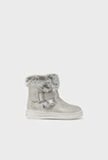 Mayoral Silver Faux Fur Bootie w/Buckle