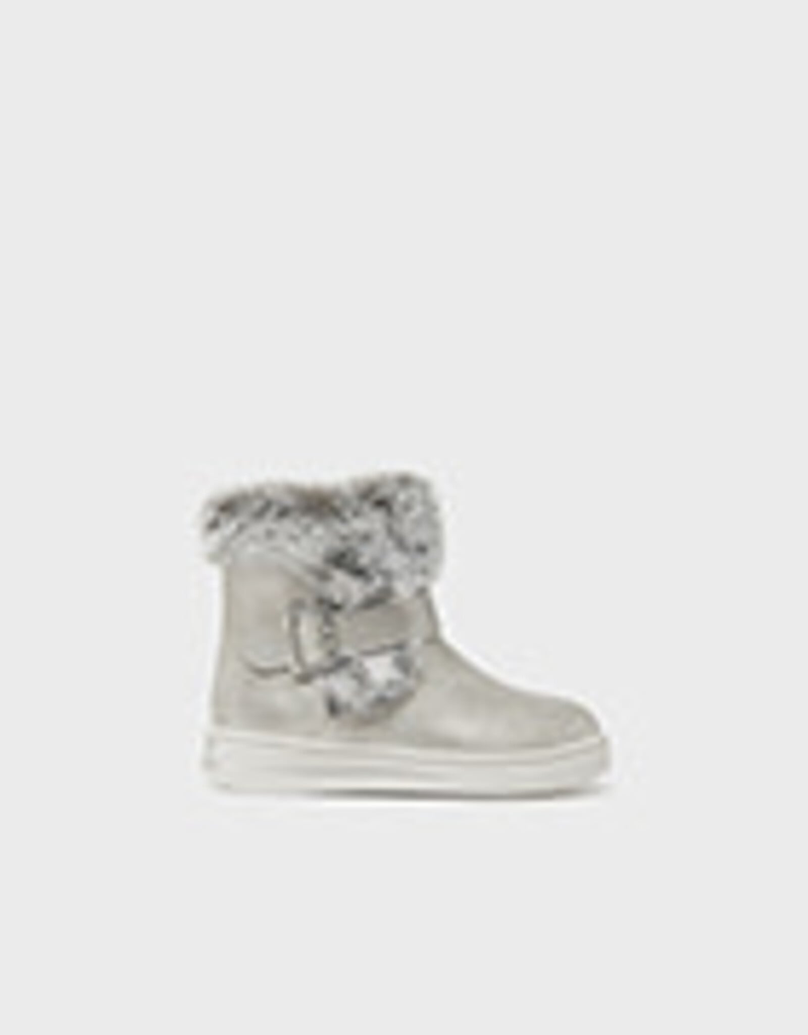 Mayoral Silver Faux Fur Bootie w/Buckle