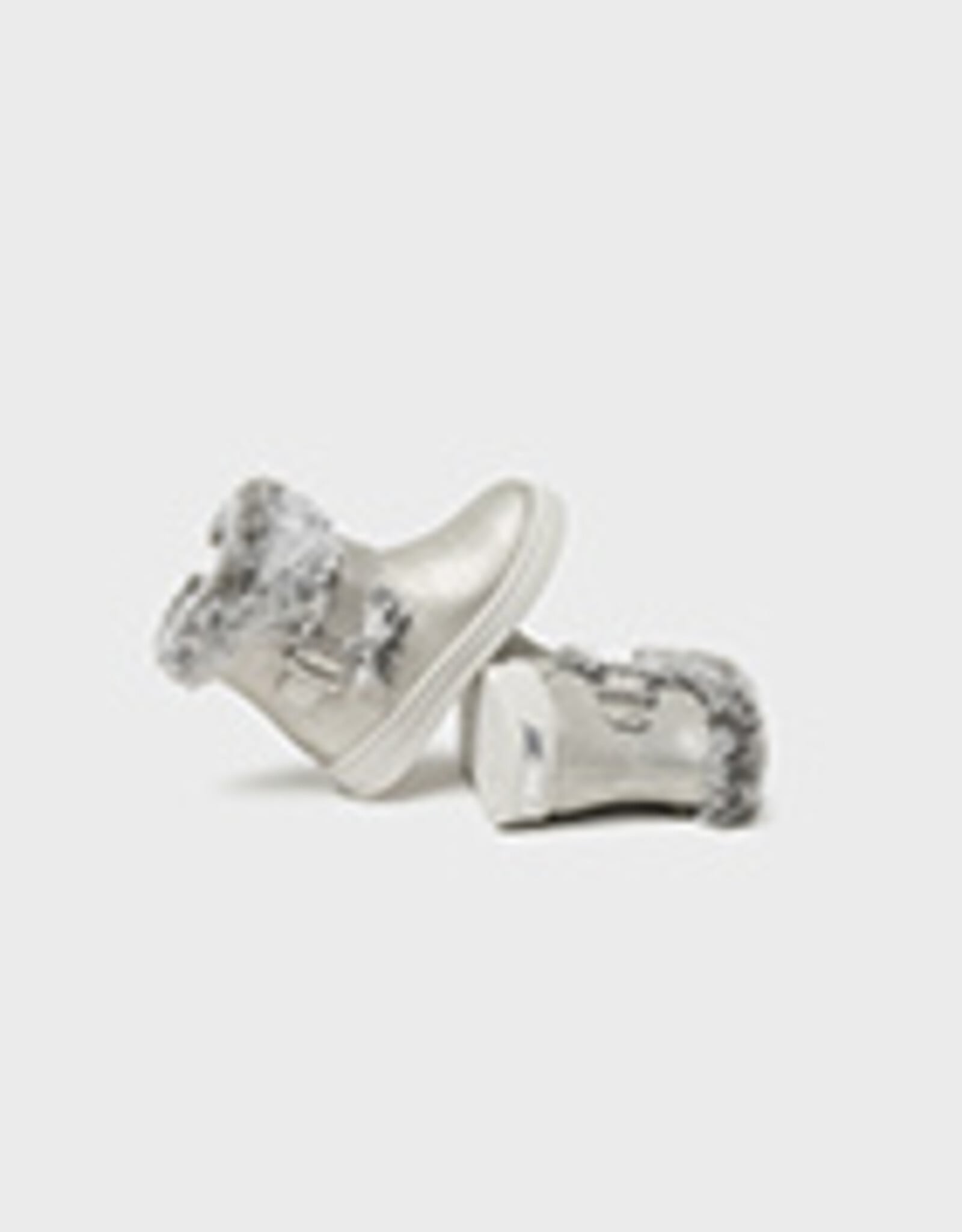 Mayoral Silver Faux Fur Bootie w/Buckle