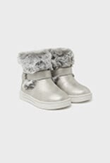 Mayoral Silver Faux Fur Bootie w/Buckle