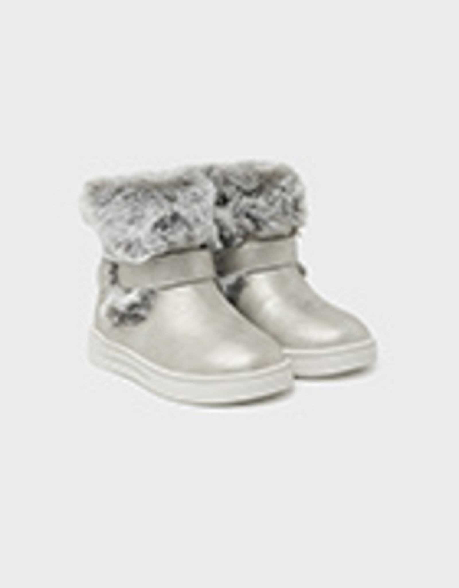 Mayoral Silver Faux Fur Bootie w/Buckle