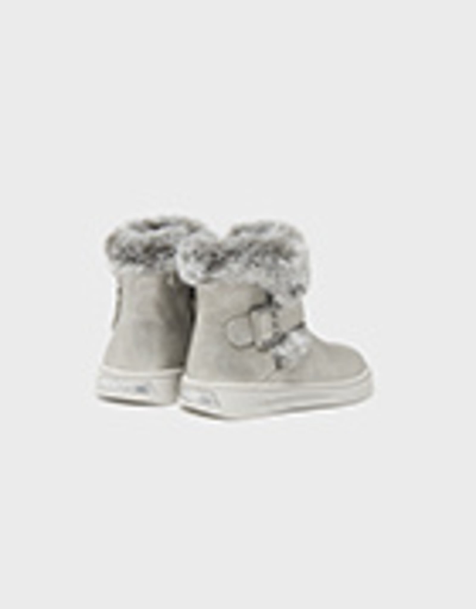 Mayoral Silver Faux Fur Bootie w/Buckle