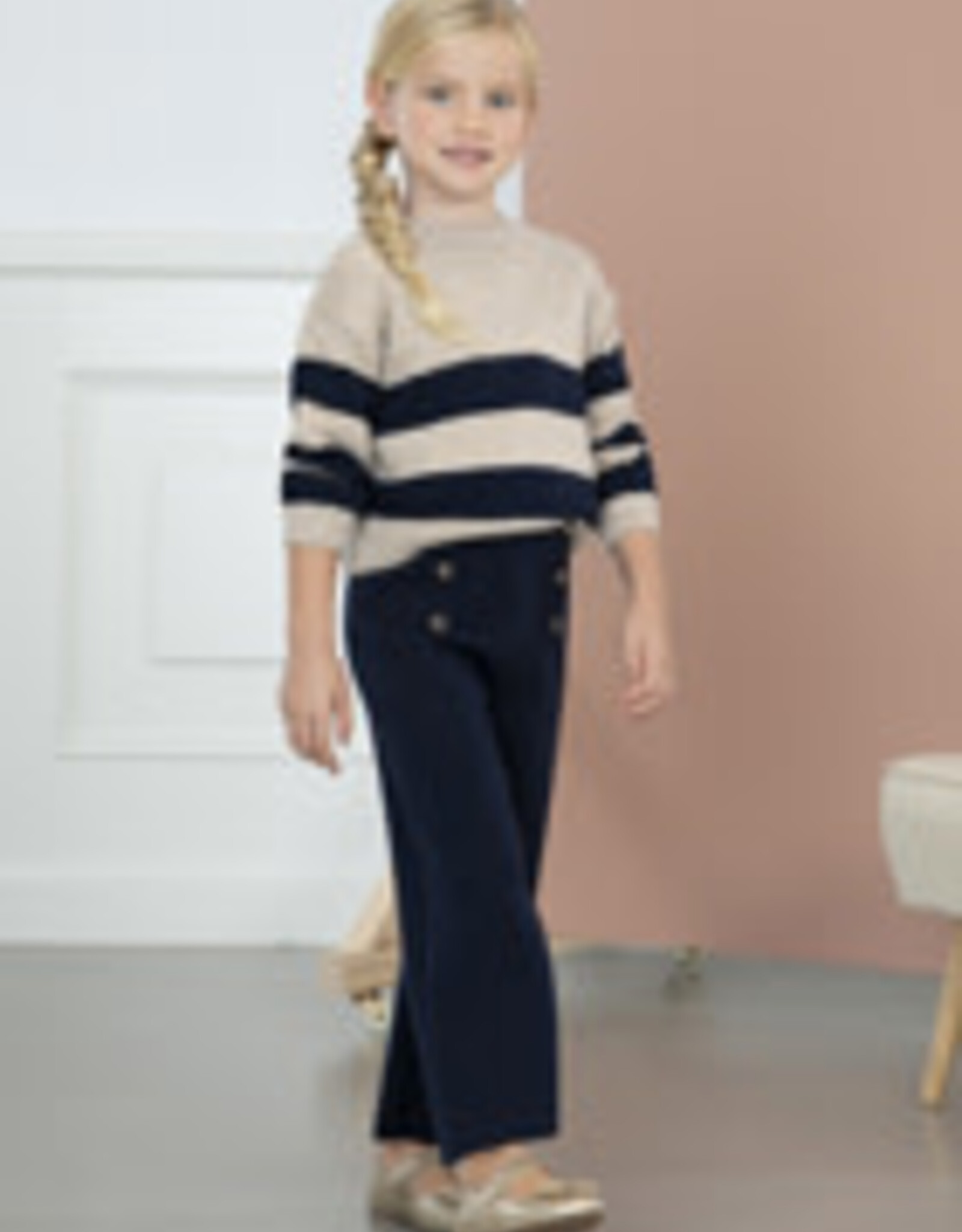 Abel & Lula Navy Trousers w/Stripe Sweater Set