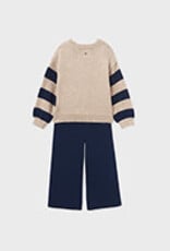 Abel & Lula Navy Trousers w/Stripe Sweater Set