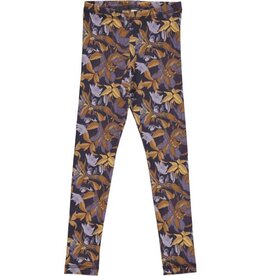 Green Cotton Villosa Leggings with Floral Print