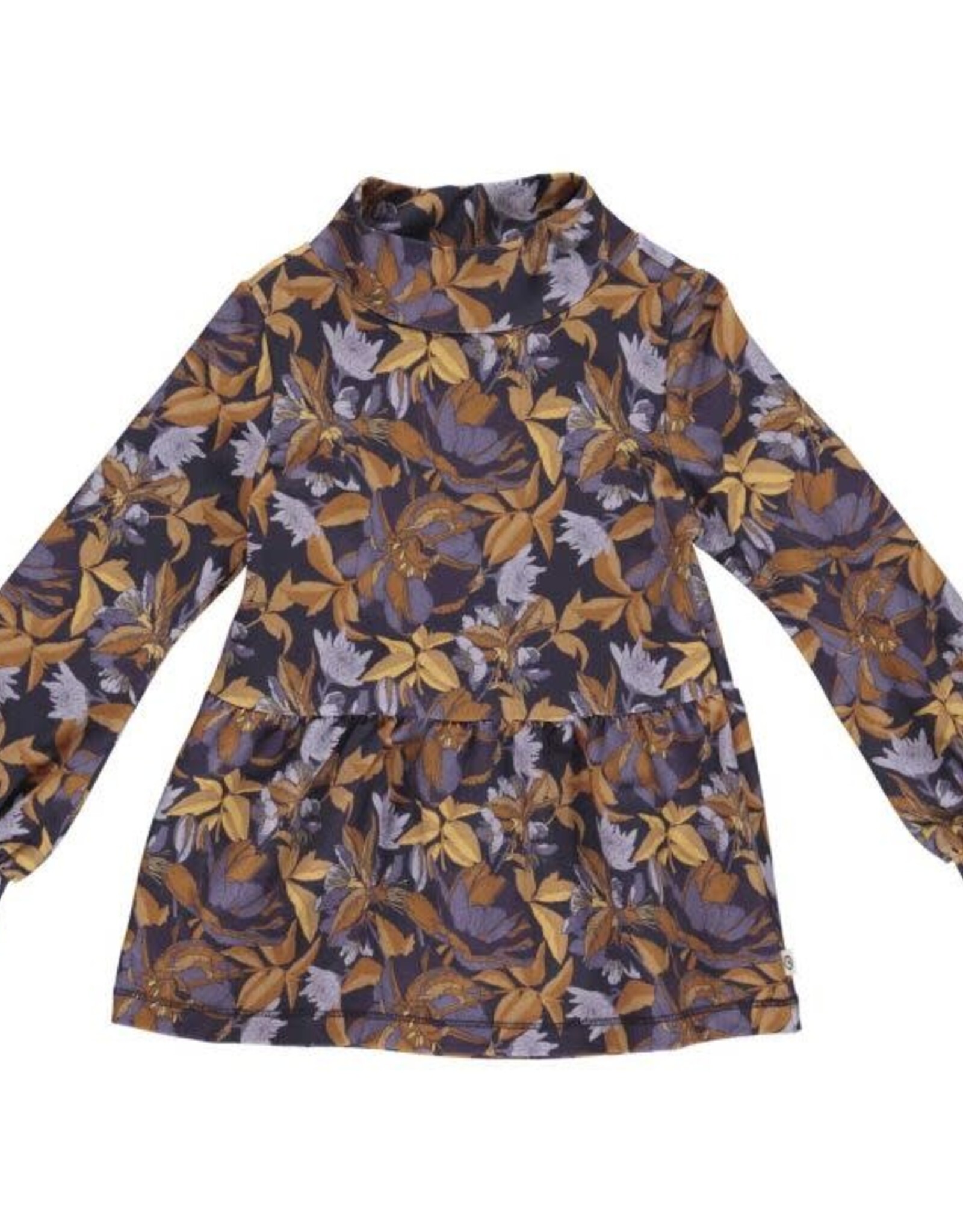 Green Cotton Villosa Collar Top with Floral Print