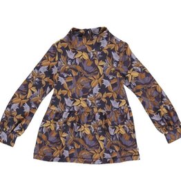 Green Cotton Villosa Collar Top with Floral Print