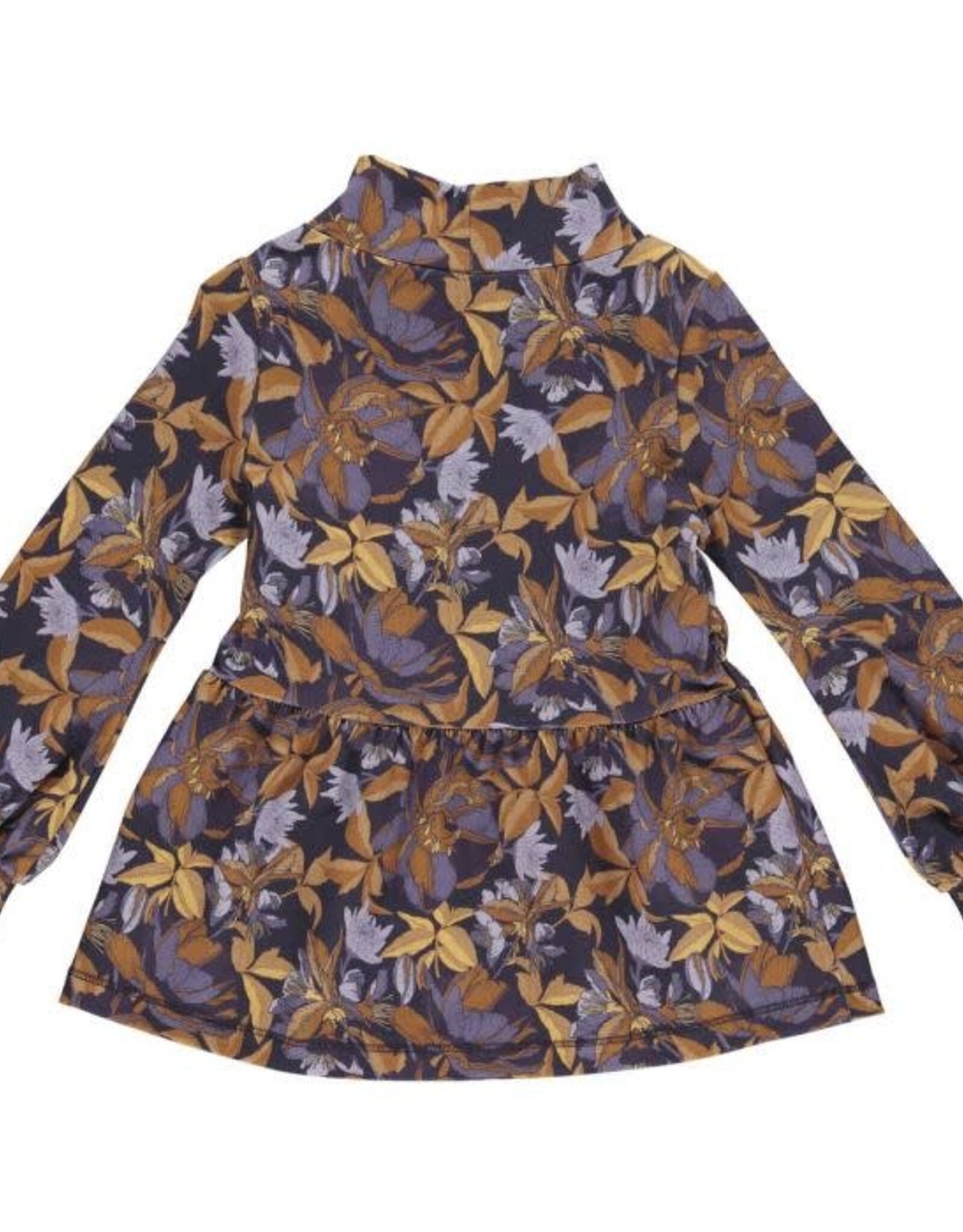 Green Cotton Villosa Collar Top with Floral Print