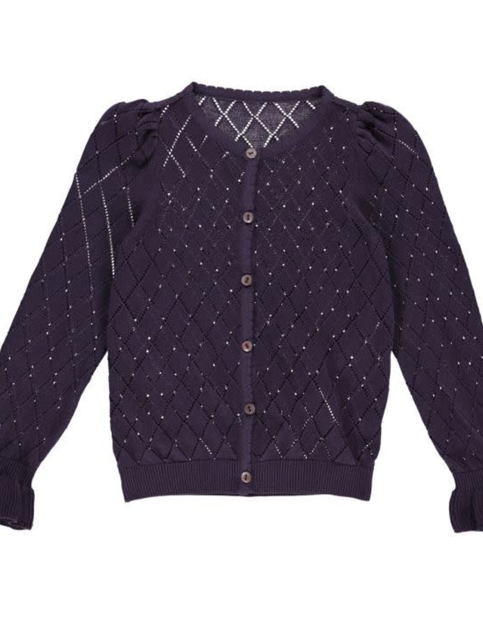 Green Cotton Knit Frill Cardigan