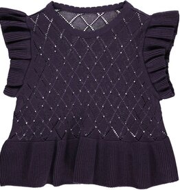 Green Cotton Knit Frill Vest