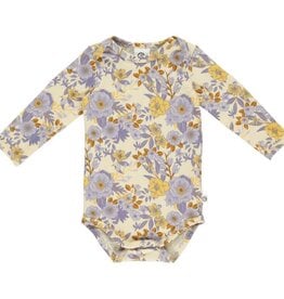 Green Cotton Cardamine Bodysuit with Floral Print