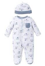 Little Me Puppy Toile Footed One-Piece And Hat
