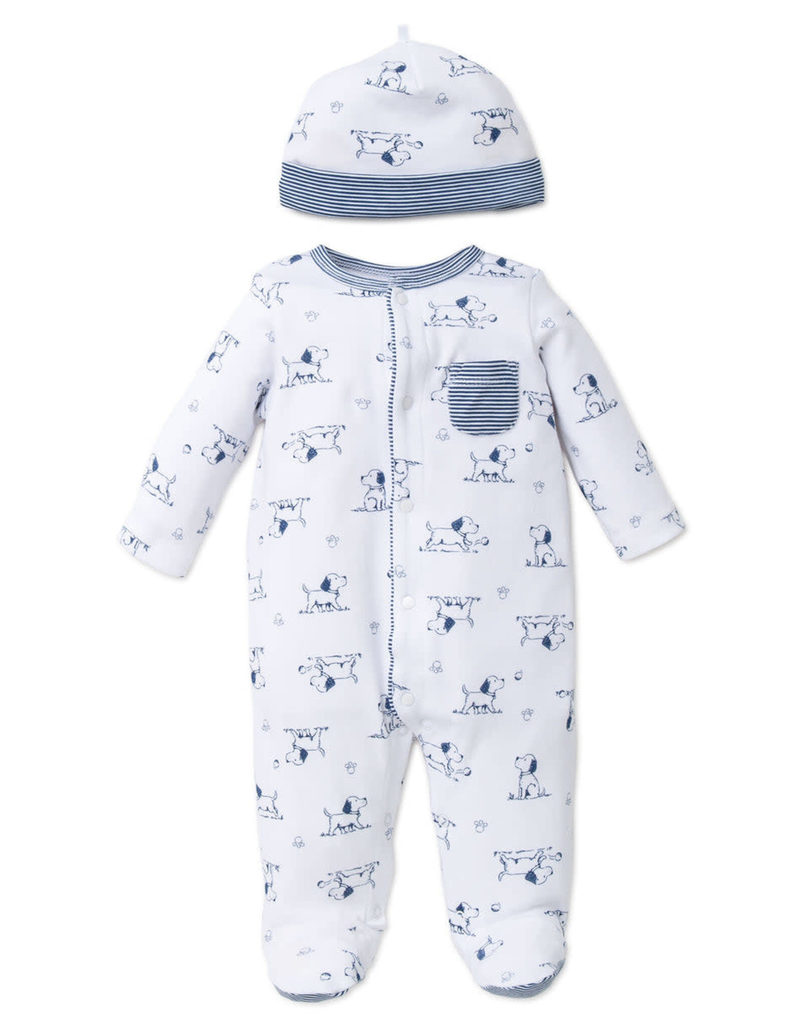 Little Me Puppy Toile Footed One-Piece And Hat