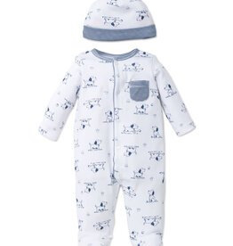 Little Me Puppy Toile Footed One-Piece And Hat