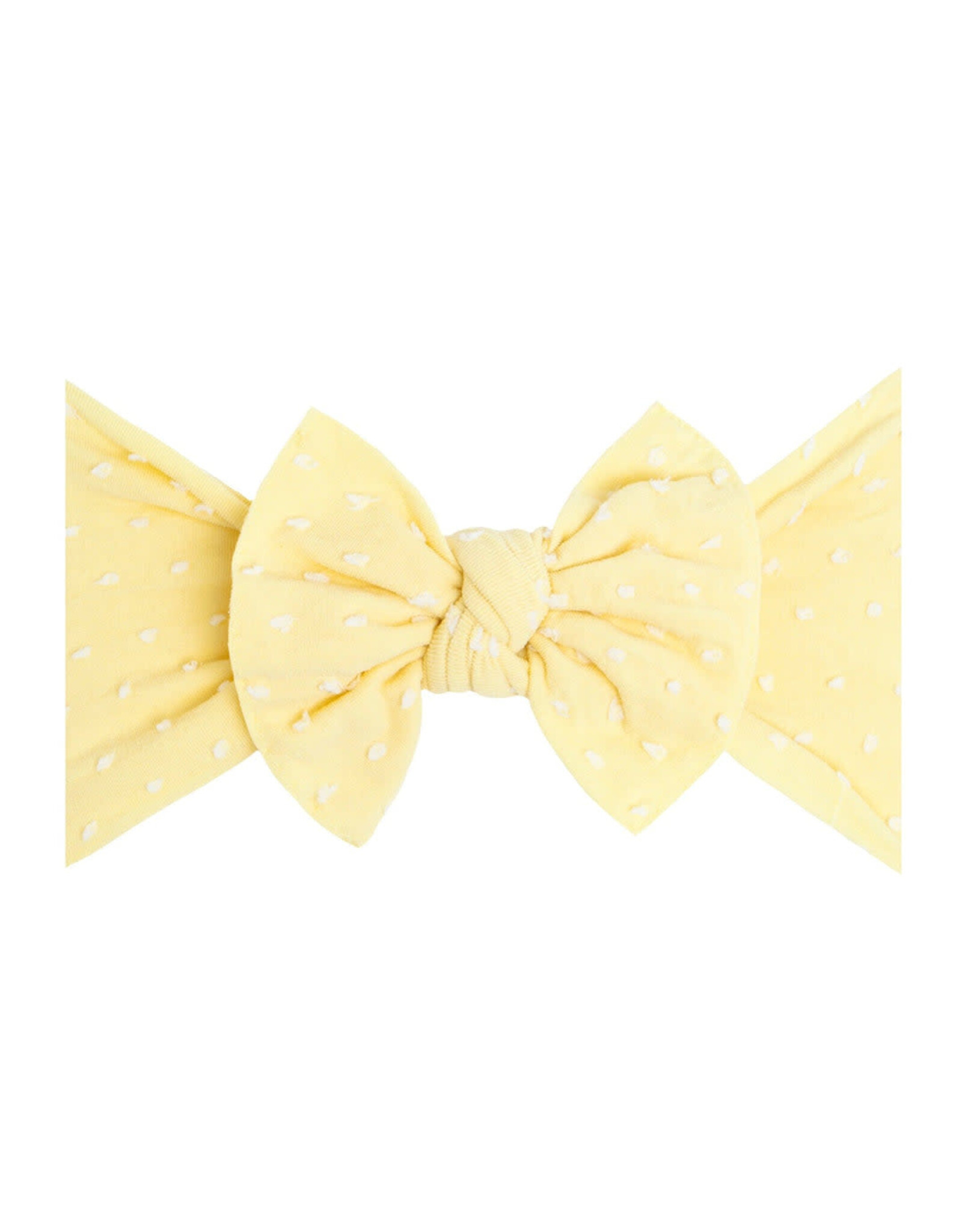 Baby Bling Bows Patterned Shabby Knot Headband: Buttermilk/White Dot