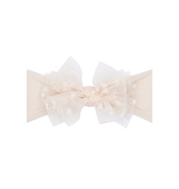 Baby Bling Bows Itty Bitty Tulle Fab Headband: Oatmeal