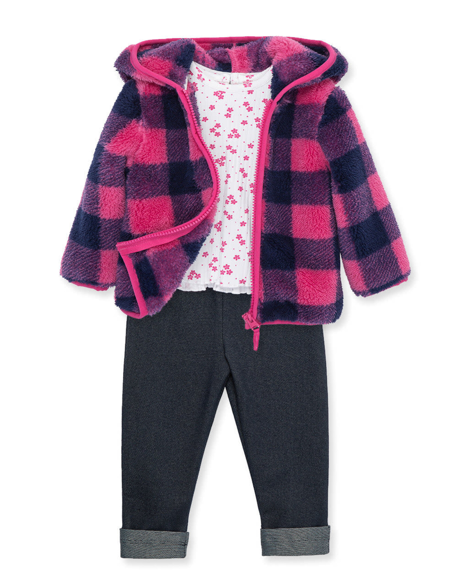 Little Me Lilac Check 3-Piece Sherpa Set