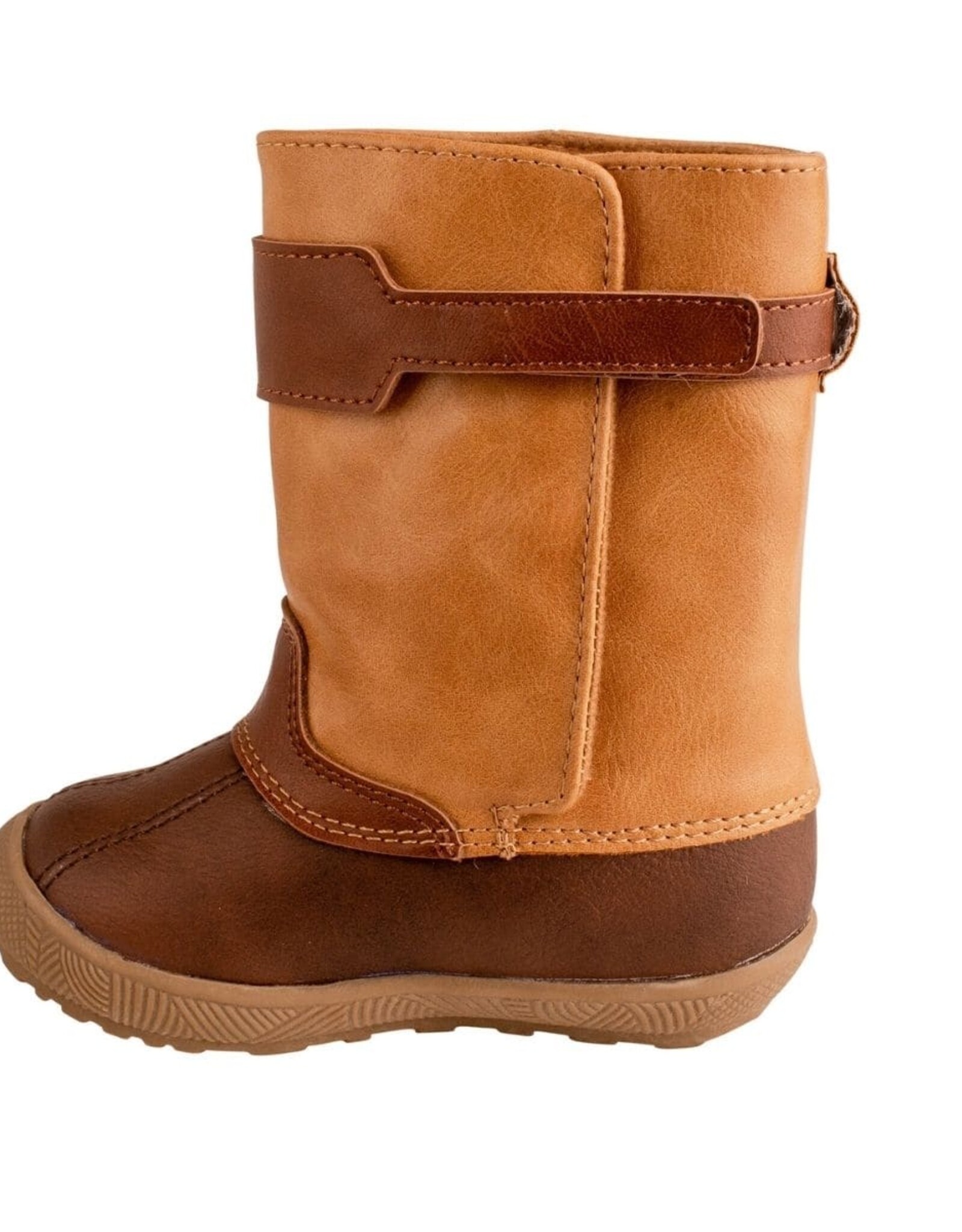 Baby Deer Easton Luggage Tan Duck Boots with Cognac Trim
