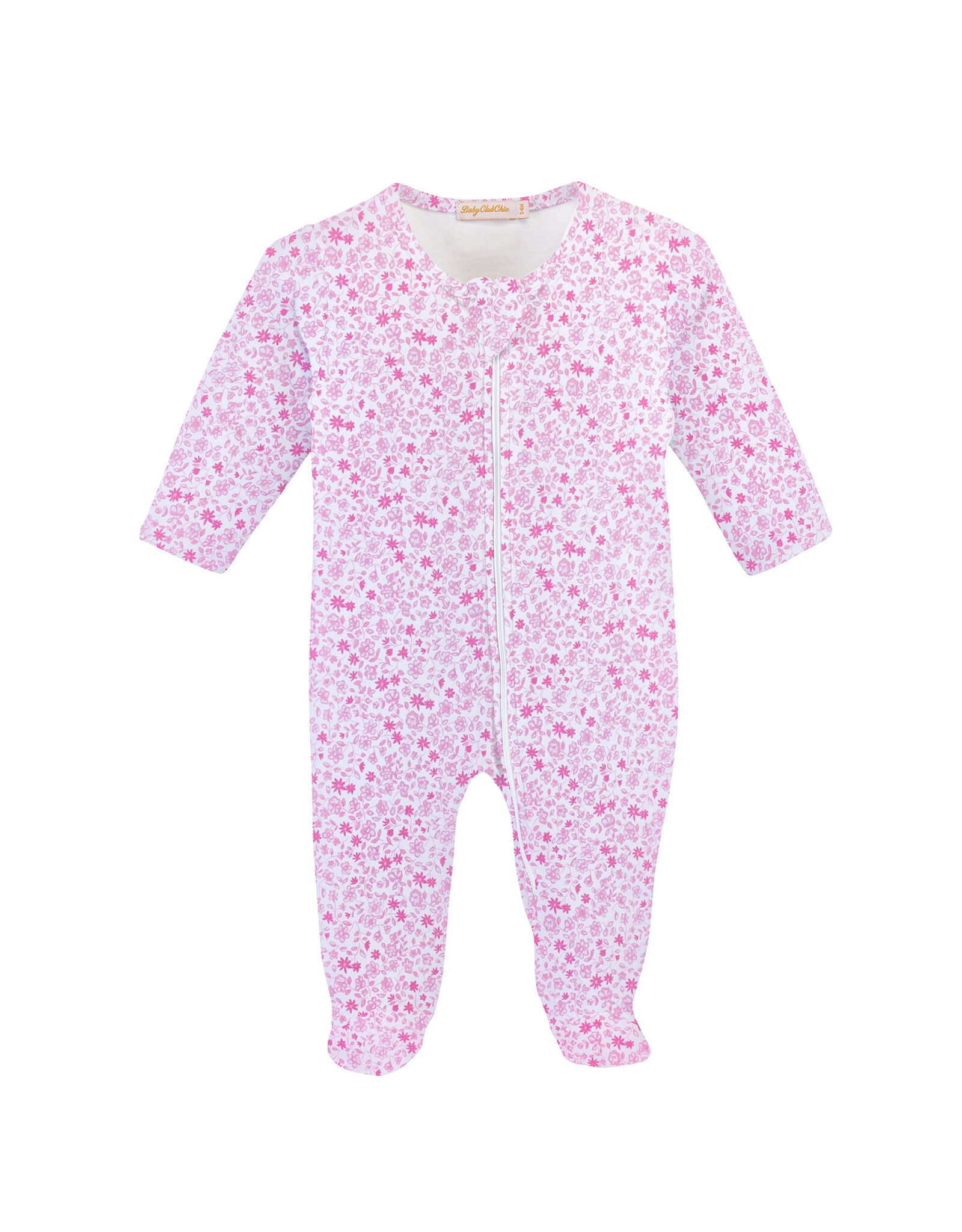 Baby Club Chic Tiny Flowers Pink Zipped Footie