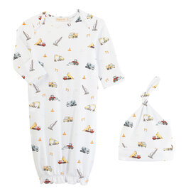 Baby Club Chic Trucks Gown and Hat Set