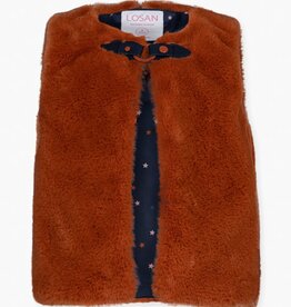 Losan Copper Faux Fur Vest
