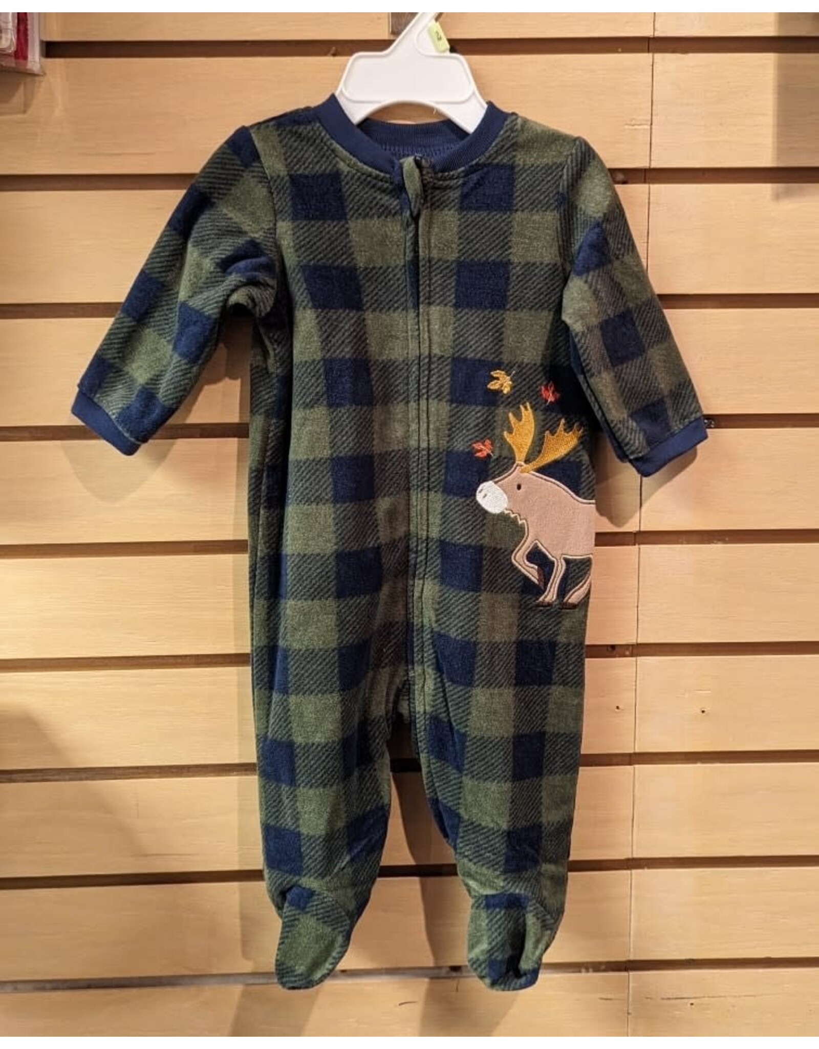 Little Me Moose Plaid Blanket Sleeper