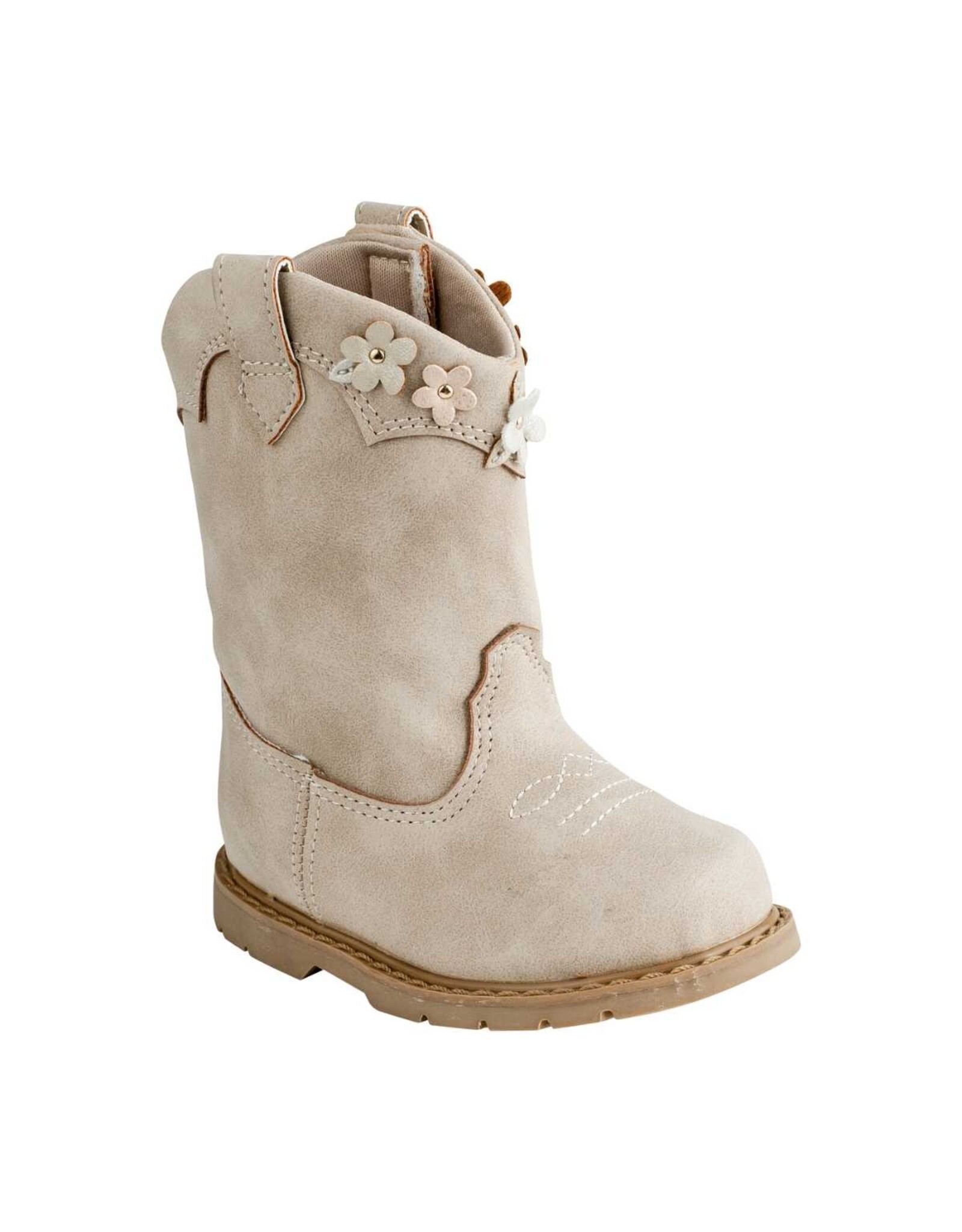 Baby Deer MIA Toddler Taupe Western Boot w/Multi-Flowers