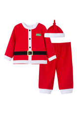 Little Me Holiday Cotton Santa Suit and Hat Set