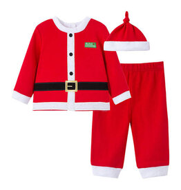 Little Me Holiday Cotton Santa Suit and Hat Set